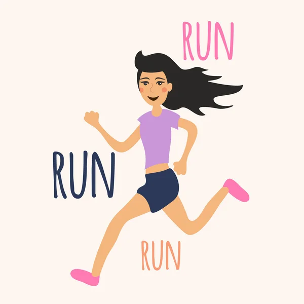 Young running woman — Stock Vector