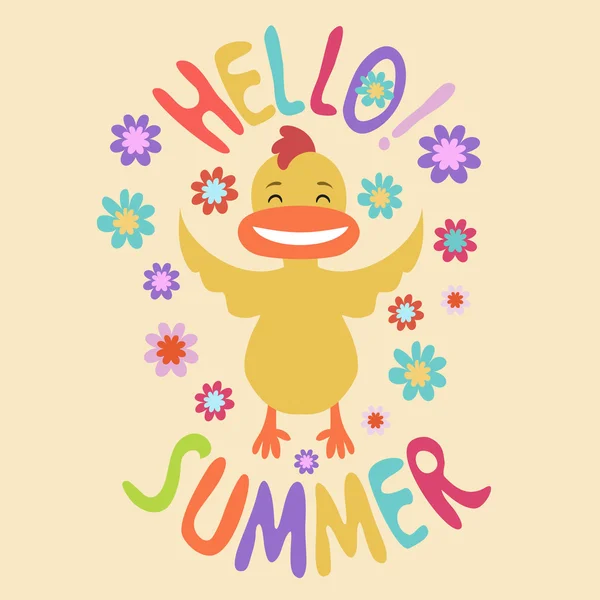 Heureux petit poulet souriant — Image vectorielle