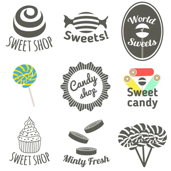 Ogos and labels for candy — Stock Vector