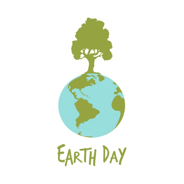 Πλανήτη γη με πράσινο δέντρο — Διανυσματικό Αρχείο