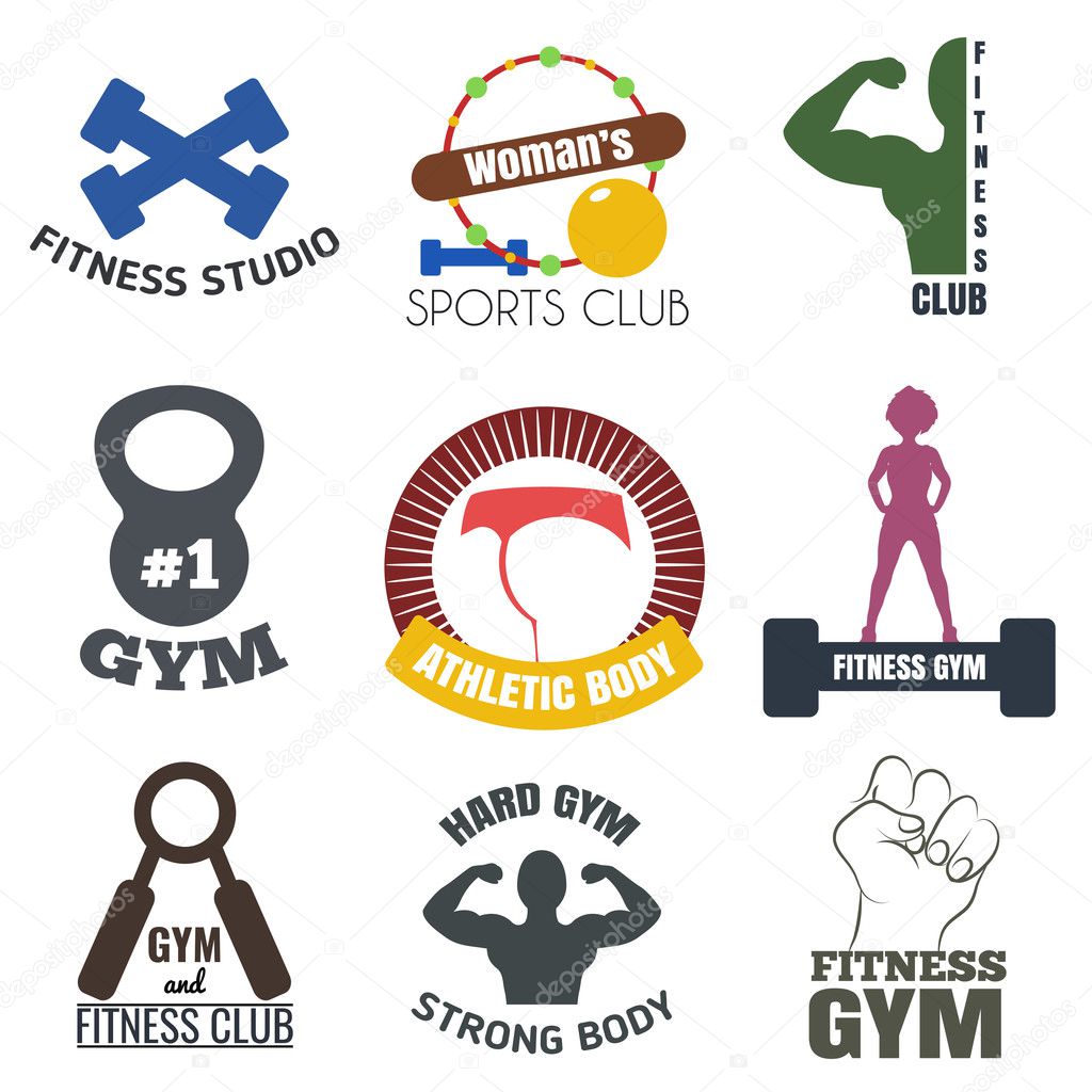 labels or emblems about healthy sport