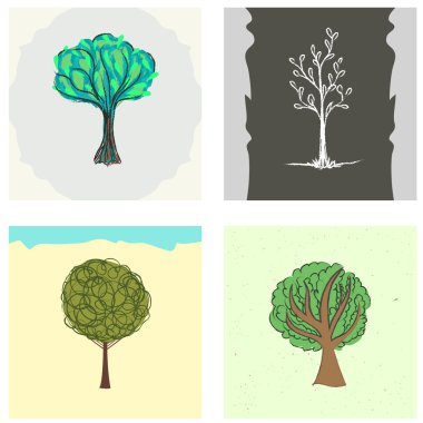 Elle çizilmiş ağaçları ile ayarla