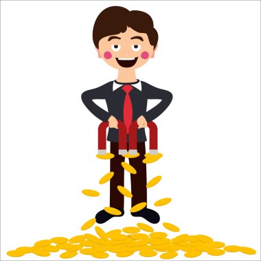 adam ve mıknatıs çekici demir