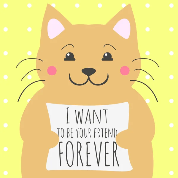 Cat holds poster — Stock Vector