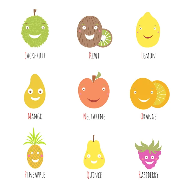 Jeu de fruits à alphabet — Image vectorielle