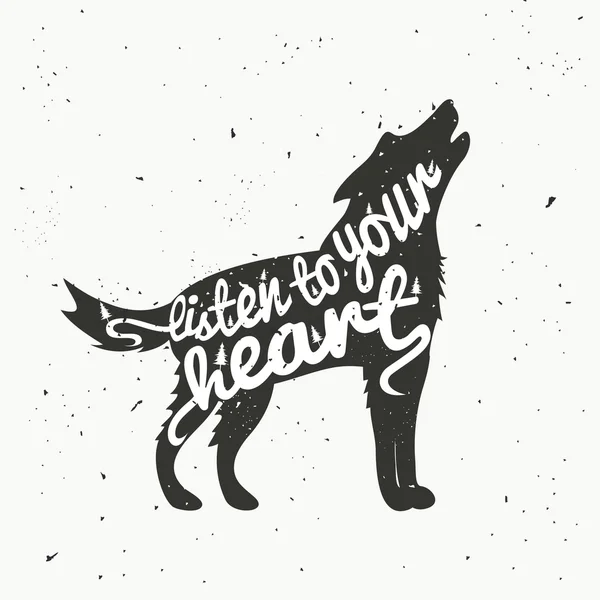 Poster siyah uluyan kurt ile.