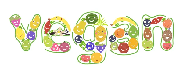 かわいい漫画の果物と野菜 — ストックベクタ