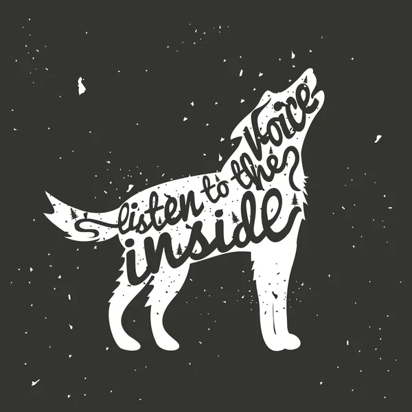 Poster beyaz uluyan kurt ile.