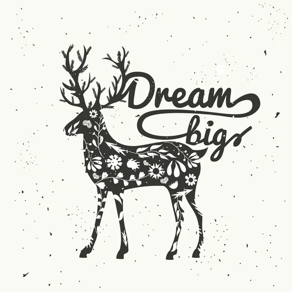 çiçek desenli siyah geyik