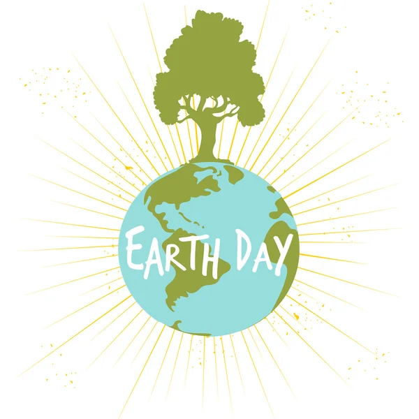 Πλανήτη γη με πράσινο δέντρο — Διανυσματικό Αρχείο