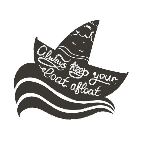 Poster mit Boot und Wellen — Stockvektor