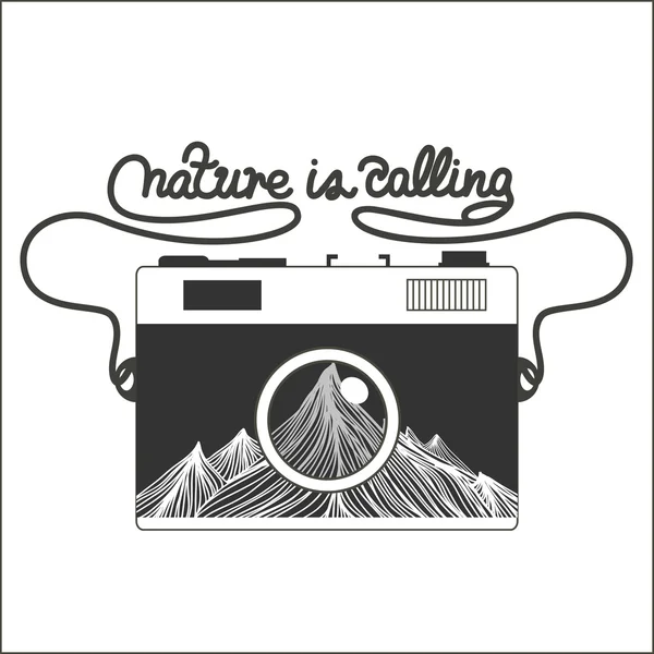 Vektör vintage yenilikçi kamera Dağları ile