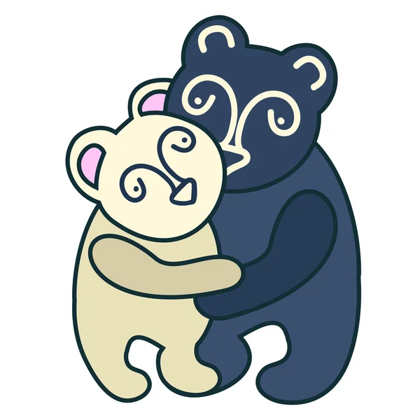 Cute hugging bears — Stock Vector