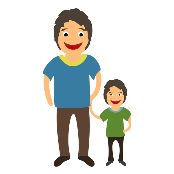 Smiley papá con su hijo — Vector de stock