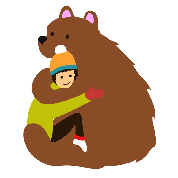 Bear and smiley little girl — Stock Vector