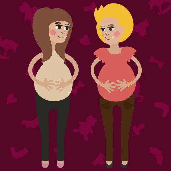 Hamile anneler içinde çocuklu — Stok Vektör