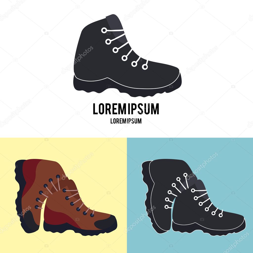 Vector set of logo with tracking shoes
