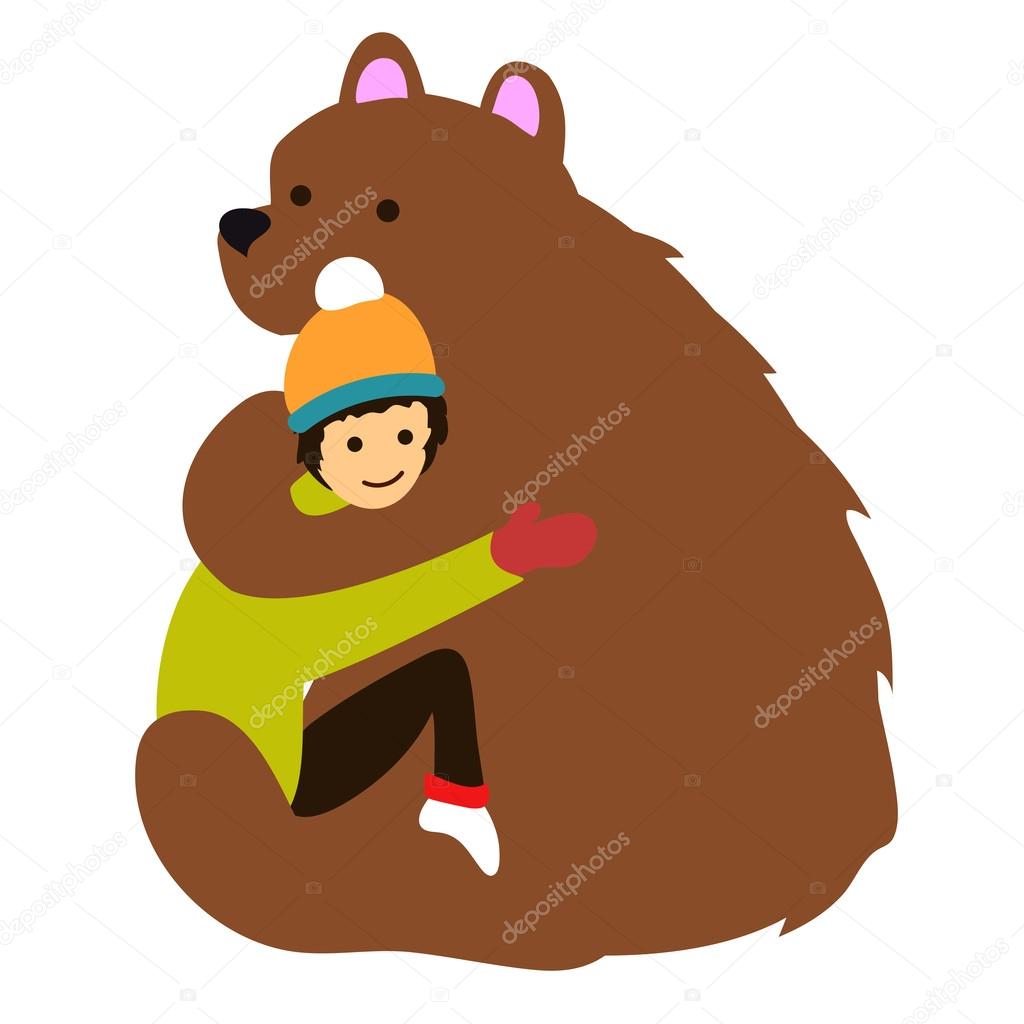 bear and smiley little girl