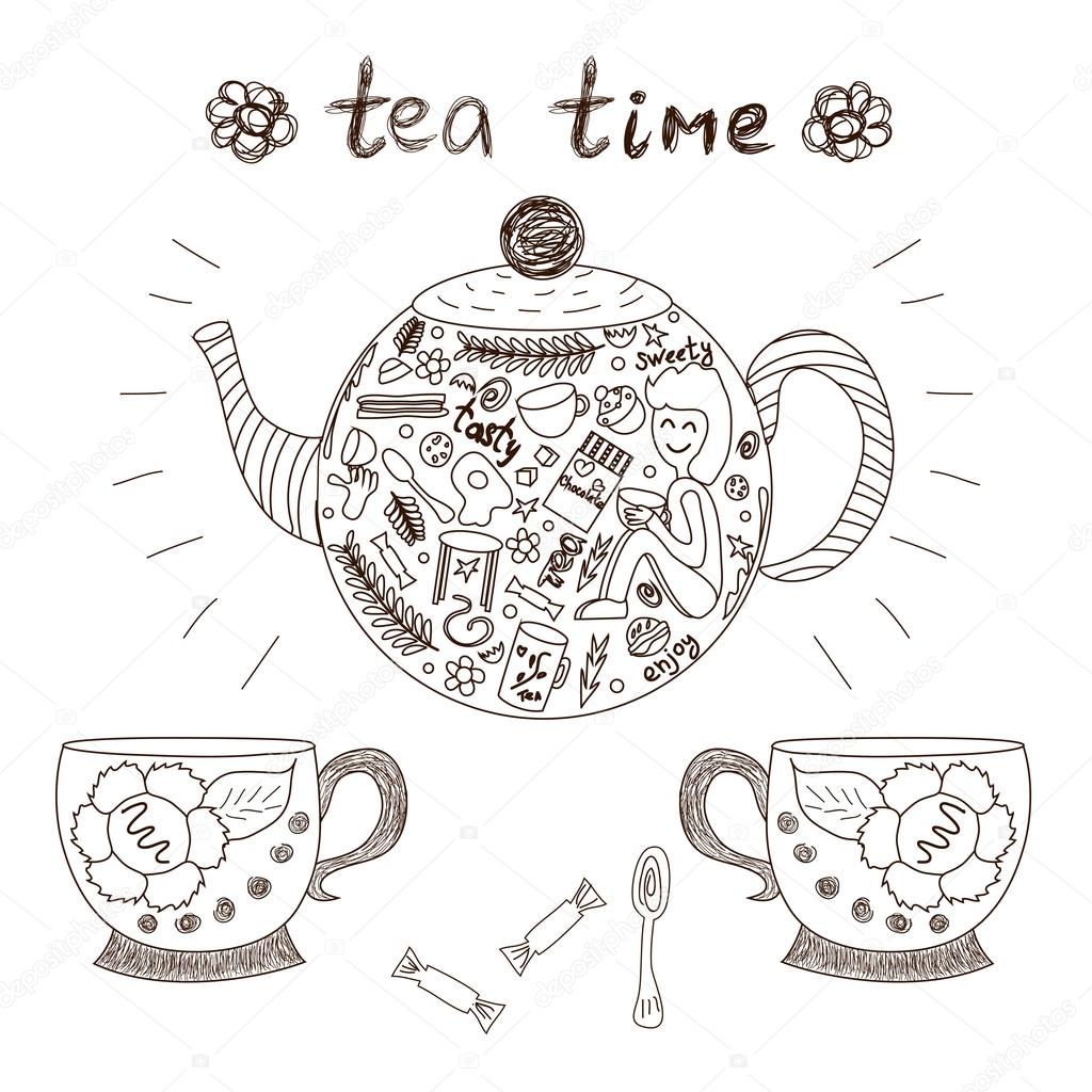 tea or coffee sketch set