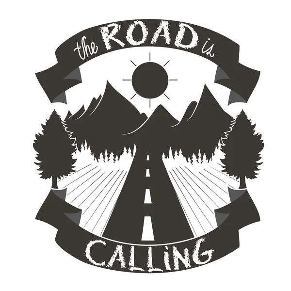 mountains, forest, sun and road.