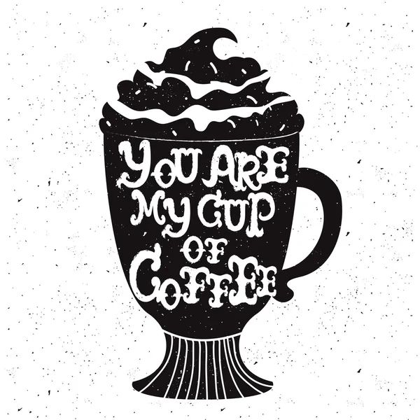 Cup silhouette with lettering quote. — ストックベクタ