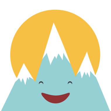 blue mountain with happy smiley face