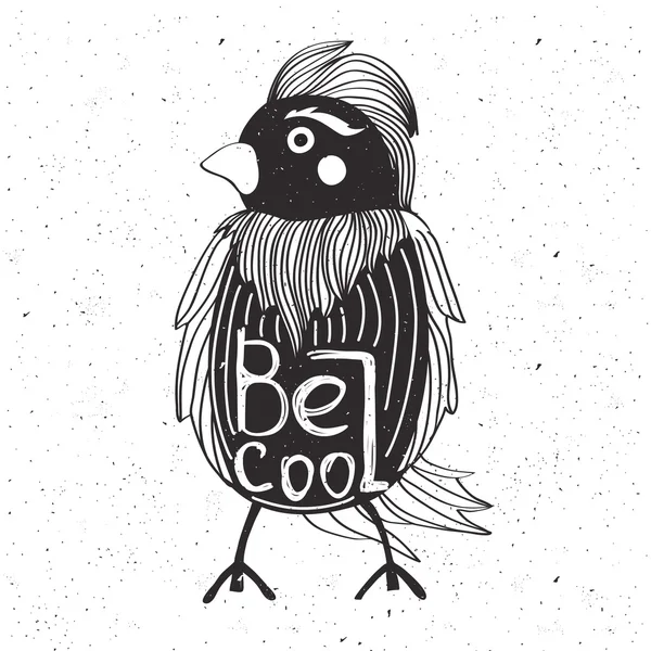 Bird and lettering doodle text inside — Wektor stockowy