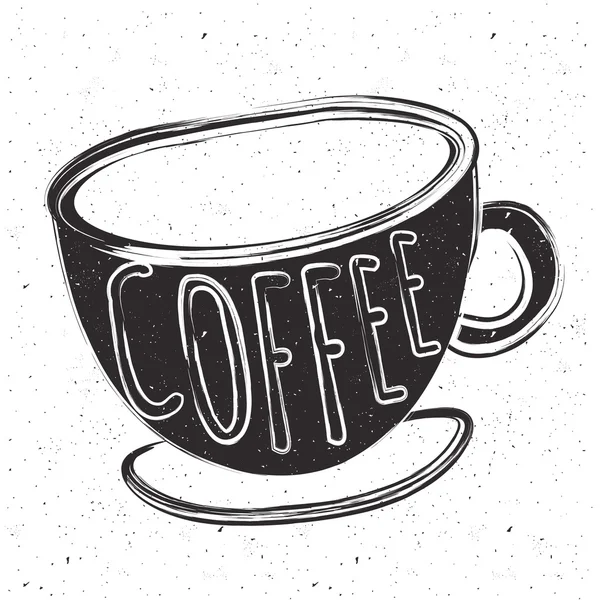 Cup of coffee with lettering text — Stok Vektör