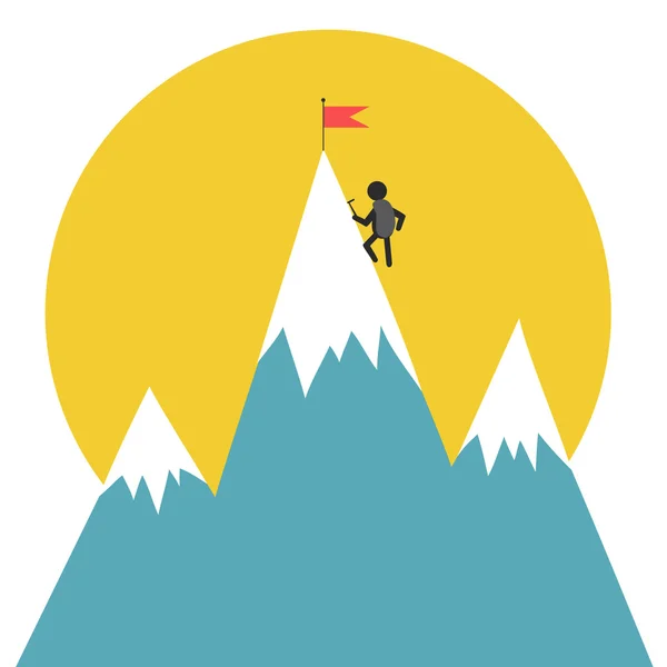 Homme silhouette grimpe la colline — Image vectorielle