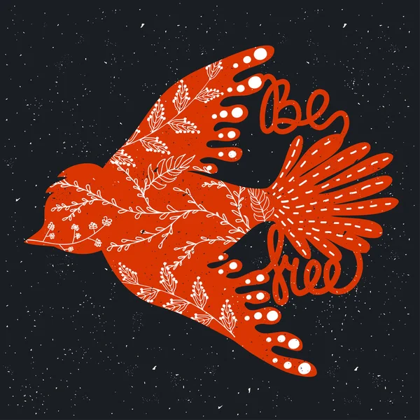 Oiseau volant rouge — Image vectorielle