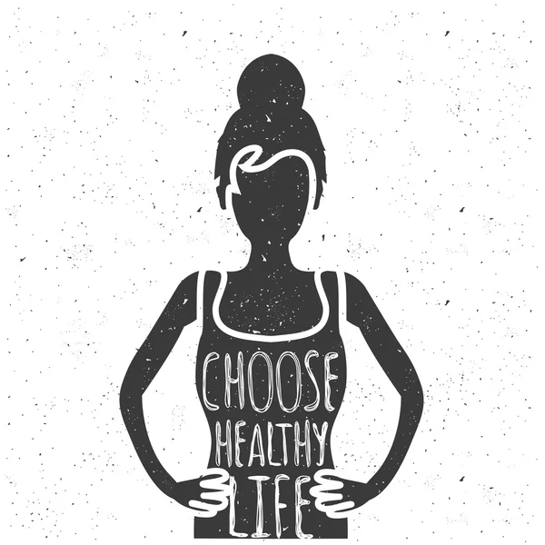 Woman body silhouette and text