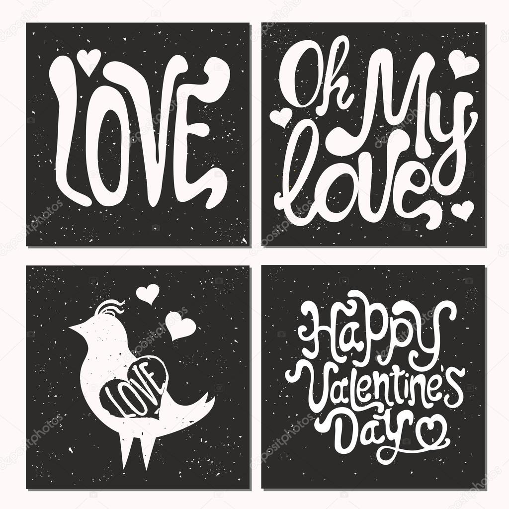 valentine day romantic cards set