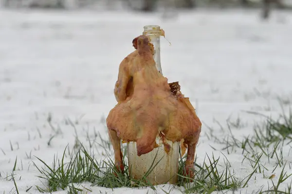 Aynı zamanda şişe üzerinde lezzetli kızarmış tavuk