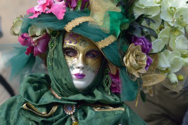Venedik. Karnaval. Maskeler. Kostümleri.