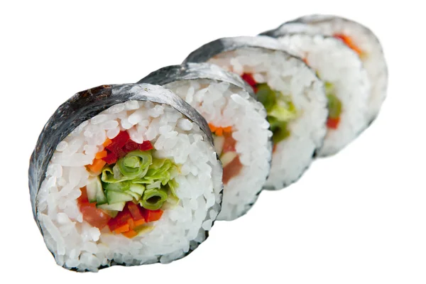 Japanese sushi rolls on white background — Stock Photo, Image