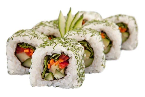 Japanse sushi rolt op witte achtergrond — Stockfoto