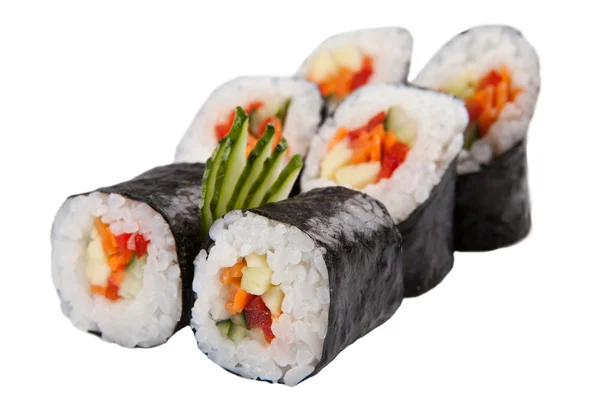 Japanse sushi rolt op witte achtergrond — Stockfoto