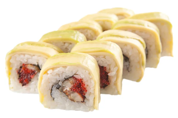 Giapponese sushi rotoli su sfondo bianco — Foto Stock