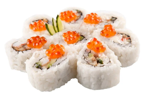 Japanse sushi rolt op witte achtergrond — Stockfoto