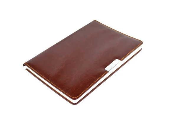 Notebook Leather Cover Isolated White Background — Stock Photo, Image