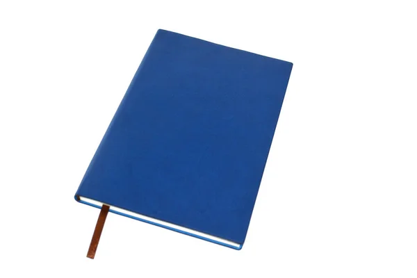 蓝色日记在白色背景上孤立 商业教育概念 办公室用品 — 图库照片