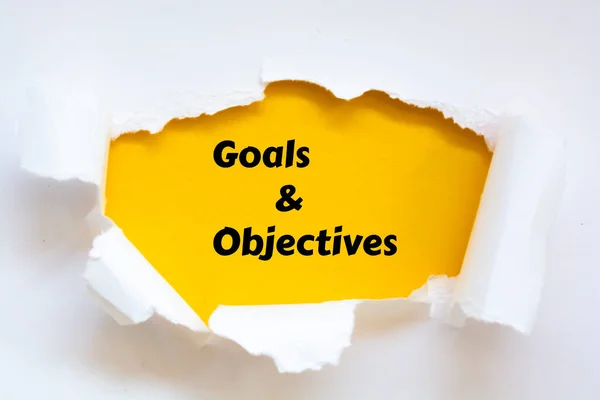 Goals Objectives Words Written Torn Paper — Stock Photo, Image