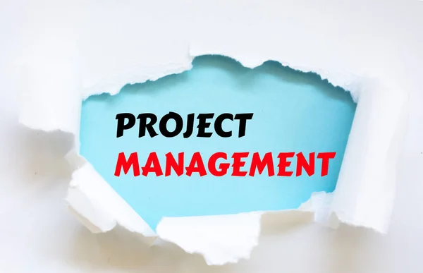 Projectmanagement Geschreven Onder Gescheurd Papier — Stockfoto