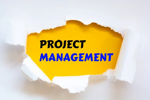 Projectmanagement Geschreven Onder Gescheurd Papier — Stockfoto