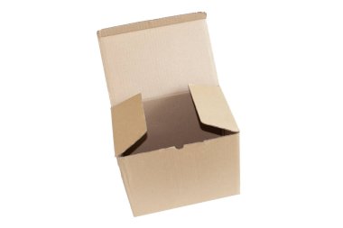 Beyaz arka planda karton kutuyu aç. Tasarım için model