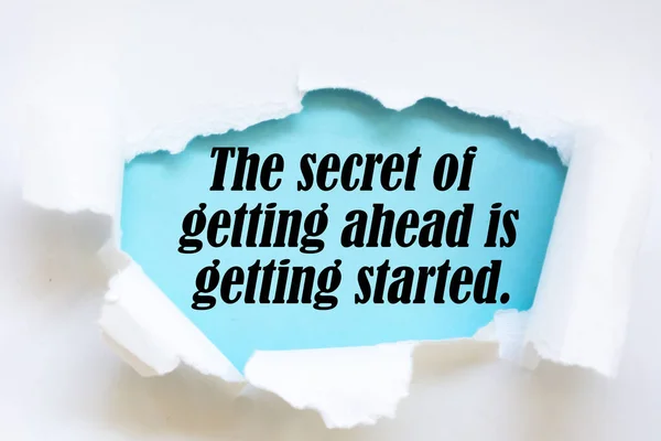 Motivational Quote Poster Secret Getting Ahead Getting Started — Stock Photo, Image