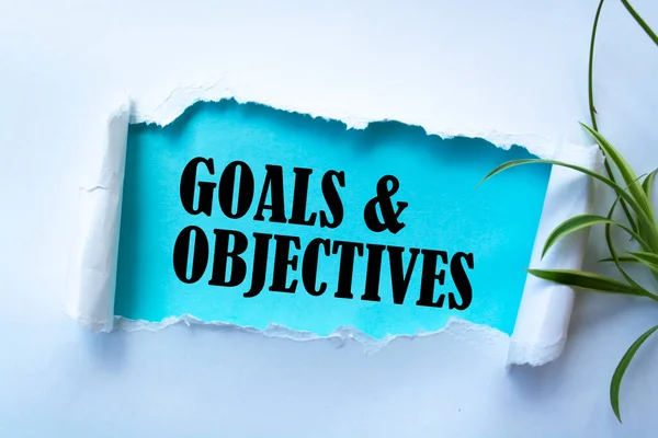 Obiettivi Obiettivi Parole Scritte Sotto Carta Stracciata — Foto Stock