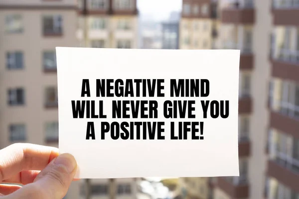 Texto Una Mente Negativa Nunca Dará Una Vida Positiva Cita — Foto de Stock