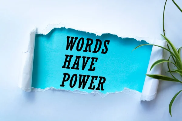 Writing note showing Words Have Power.