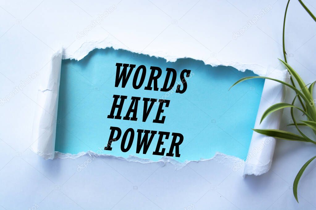 Writing note showing Words Have Power.